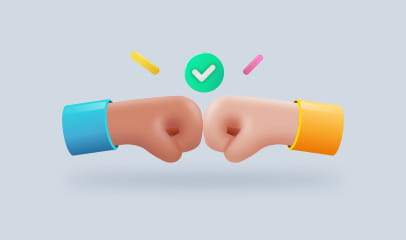 fistbumping creating check mark