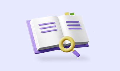 book and magnifying glass